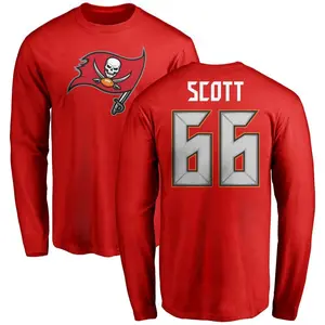 Men's Ben Scott Tampa Bay Buccaneers Name & Number Logo Long Sleeve T-Shirt - Red