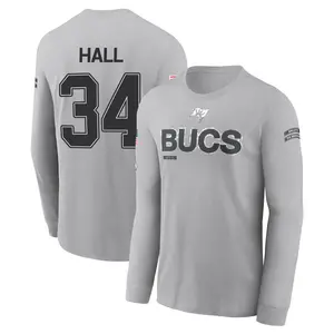 Men's Bryce Hall Tampa Bay Buccaneers Gray 2024 Salute to Service Long Sleeve T-Shirt