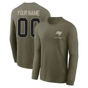 Men's Custom Tampa Bay Buccaneers Custom Olive 2025 Salute to Service Sideline Long Sleeve T-Shirt