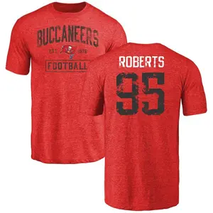 Men's Elijah Roberts Tampa Bay Buccaneers Red Distressed Name & Number Tri-Blend T-Shirt