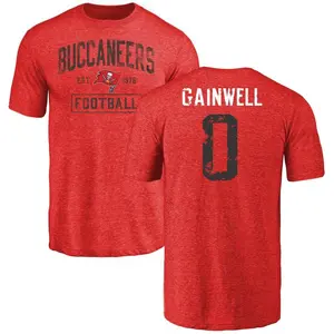 Men's Kenneth Gainwell Tampa Bay Buccaneers Red Distressed Name & Number Tri-Blend T-Shirt