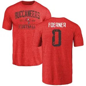 Men's Marshall Foerner Tampa Bay Buccaneers Red Distressed Name & Number Tri-Blend T-Shirt