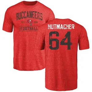 Men's Nash Hutmacher Tampa Bay Buccaneers Red Distressed Name & Number Tri-Blend T-Shirt