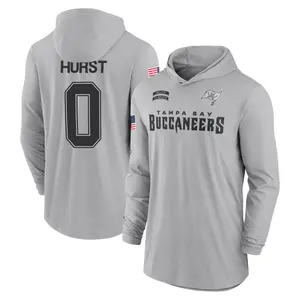 Men's Ted Hurst Tampa Bay Buccaneers Gray 2024 Salute to Service Lightweight Performance Long Sleeve Hooded T-Shirt