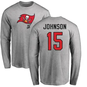 Men's Tez Johnson Tampa Bay Buccaneers Name & Number Logo Long Sleeve T-Shirt - Ash