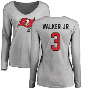 Women's Anthony Walker Jr. Tampa Bay Buccaneers Name & Number Logo Slim Fit Long Sleeve T-Shirt - Ash