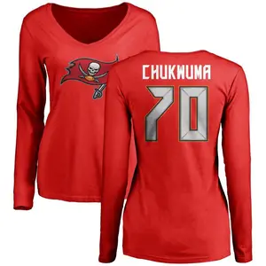 Women's Benjamin Chukwuma Tampa Bay Buccaneers Name & Number Logo Slim Fit Long Sleeve T-Shirt - Red