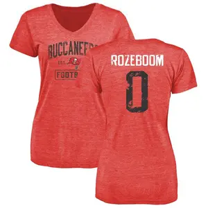 Women's Christian Rozeboom Tampa Bay Buccaneers Red Distressed Name & Number Tri-Blend V-Neck T-Shirt