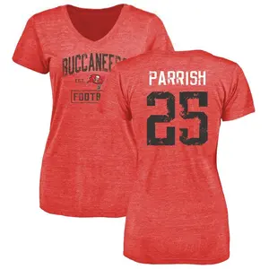 Women's Jacob Parrish Tampa Bay Buccaneers Red Distressed Name & Number Tri-Blend V-Neck T-Shirt