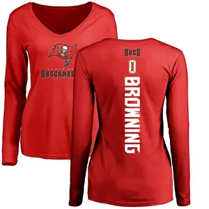 Women's Jake Browning Tampa Bay Buccaneers Backer Slim Fit Long Sleeve T-Shirt - Red