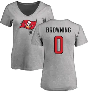 Women's Jake Browning Tampa Bay Buccaneers Name & Number Logo Slim Fit T-Shirt - Ash