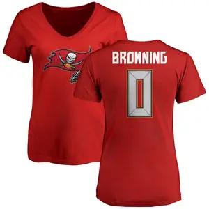 Women's Jake Browning Tampa Bay Buccaneers Name & Number Logo Slim Fit T-Shirt - Red