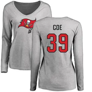 Women's Ryan Coe Tampa Bay Buccaneers Name & Number Logo Slim Fit Long Sleeve T-Shirt - Ash