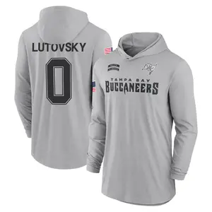 Youth Henry Lutovsky Tampa Bay Buccaneers Gray 2024 Salute to Service Lightweight Performance Long Sleeve Hooded T-Shirt