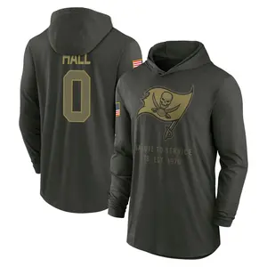 Youth Kemon Hall Tampa Bay Buccaneers Forest/Green 2025 Salute to Service Sideline Lightweight Hooded Pullover Long Sleeve T-Shi