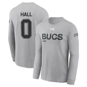 Youth Kemon Hall Tampa Bay Buccaneers Gray 2024 Salute to Service Long Sleeve T-Shirt