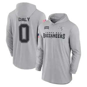 Youth Scott Daly Tampa Bay Buccaneers Gray 2024 Salute to Service Lightweight Performance Long Sleeve Hooded T-Shirt