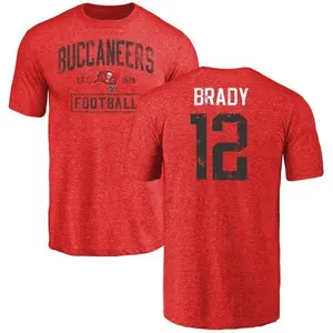 Youth Tom Brady Tampa Bay Buccaneers Red Distressed Name & Number T-Shirt